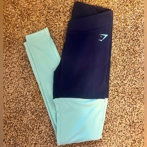 Gymshark Leggings, Women’s Small, Two Tone Navy Blue with Teal